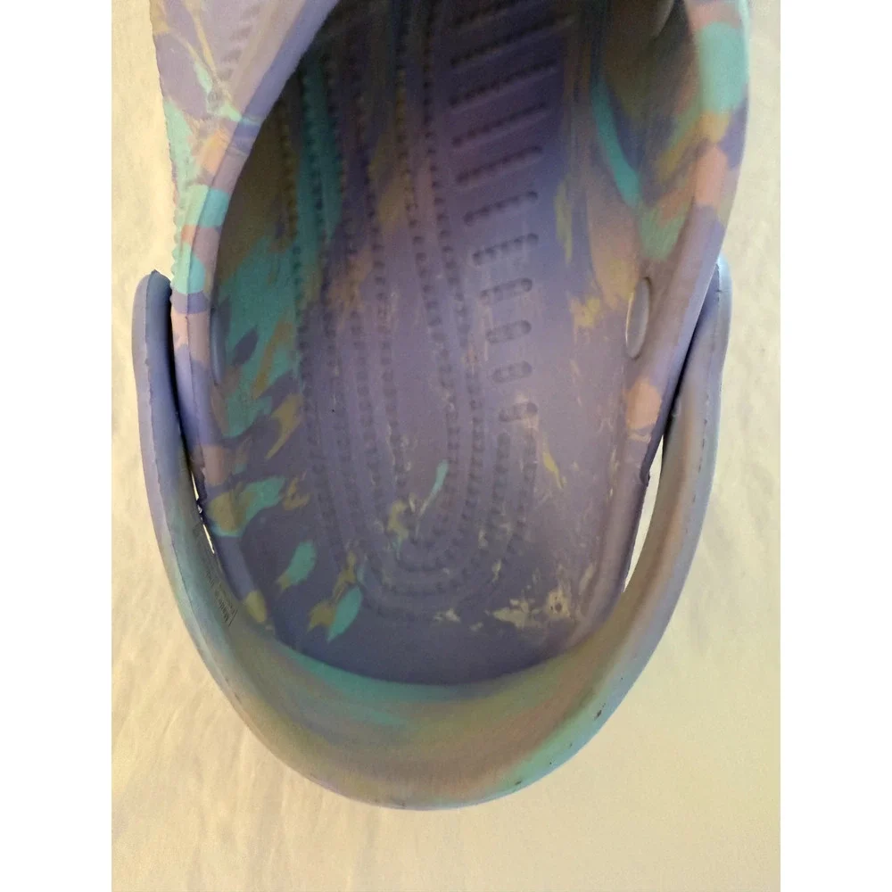CROCS Kids J2 Purple Tie Dye Classic Clogs Butterfly Baby Yoda Jibbitz Youth